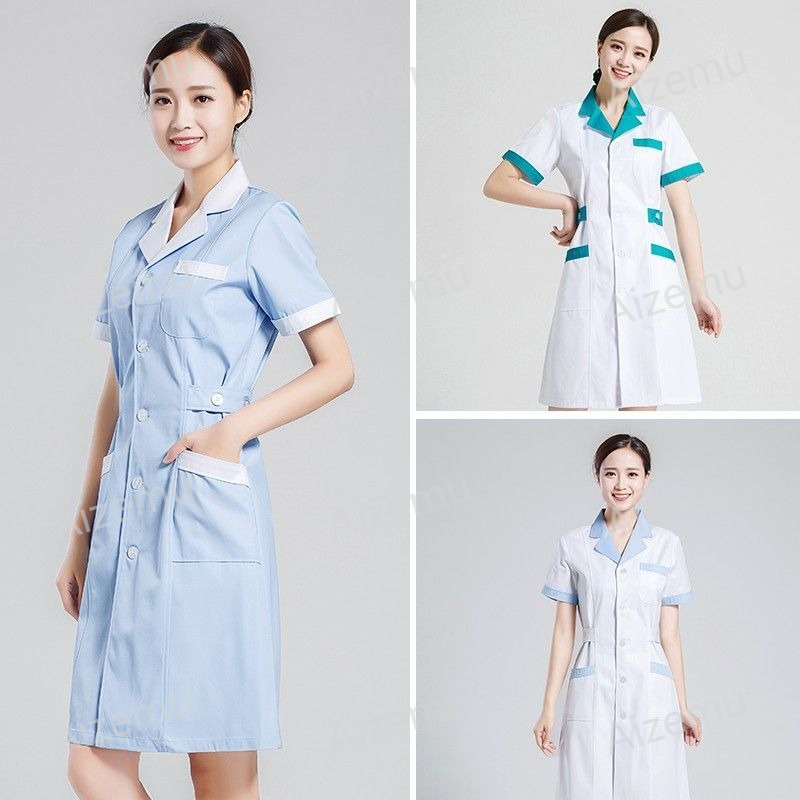 Lab Coat Medical - Unisex korte mouw schoonheidssalon scrubjurk wit